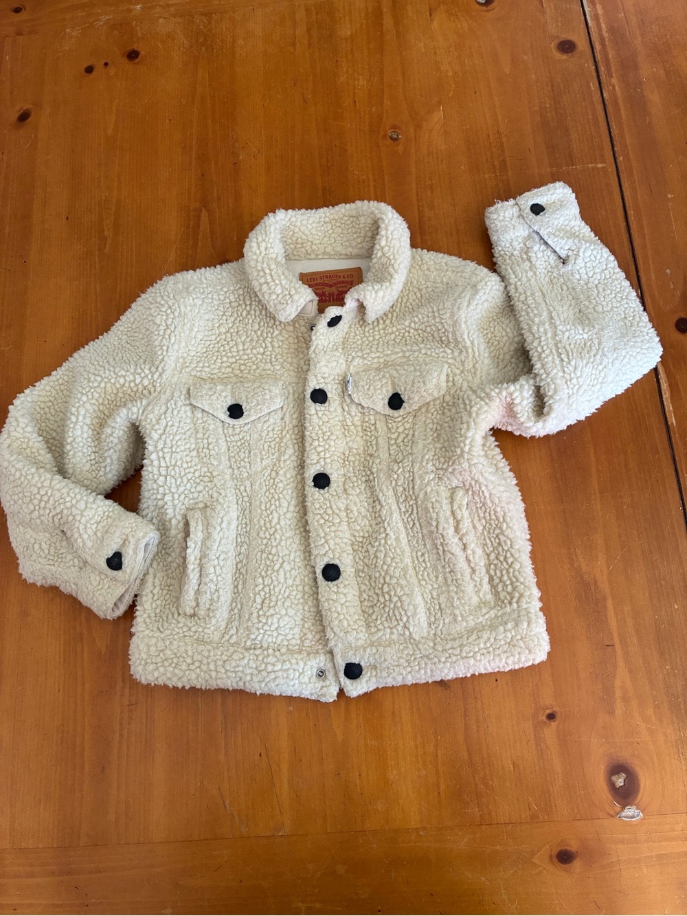 Kids Levi’s Cream Sherpa Jacket with Button Front Size 7